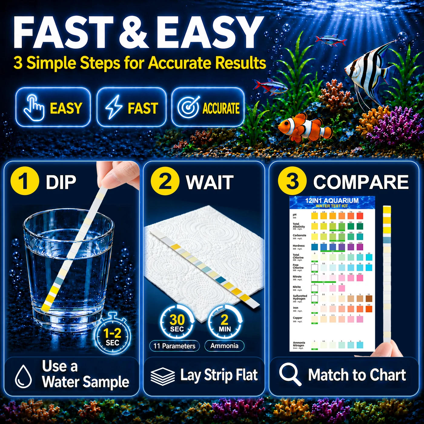 12-in-1 Aquarium Water Test Strips 2