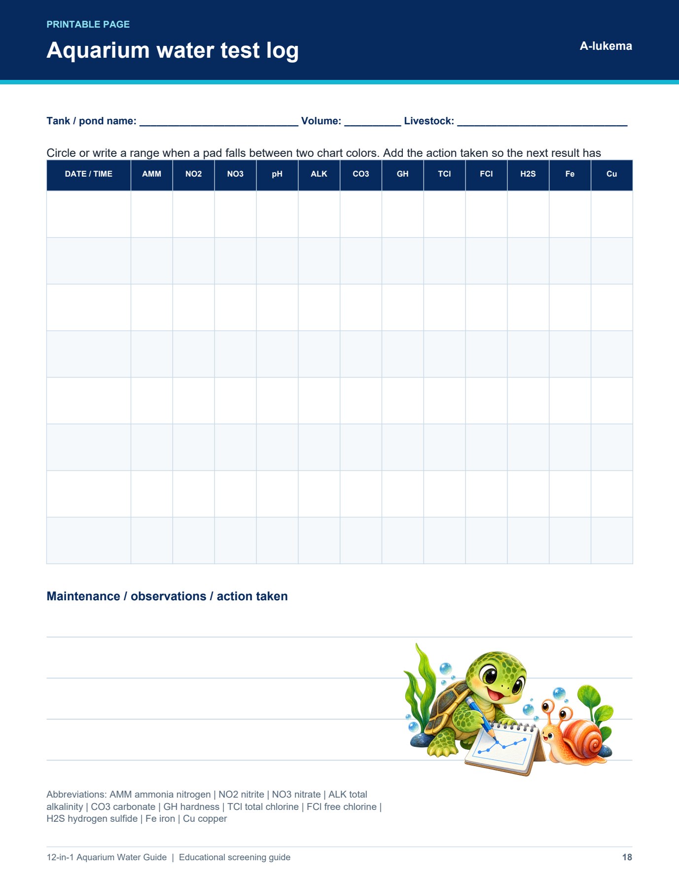 12-in-1 Aquarium Water Guide, Page 18